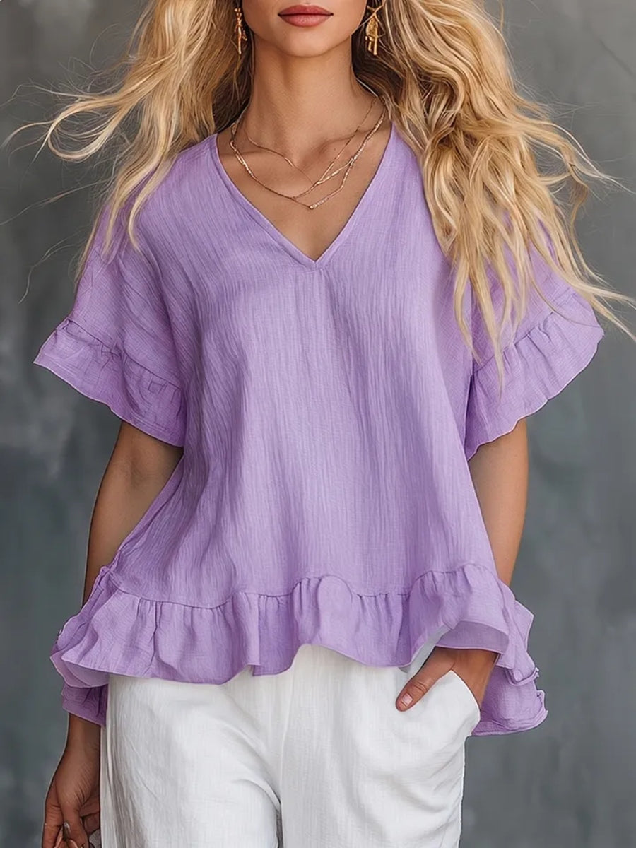 🎁New Arrivals🔥 Women's Cozy Ruffled Cotton Shirt Top