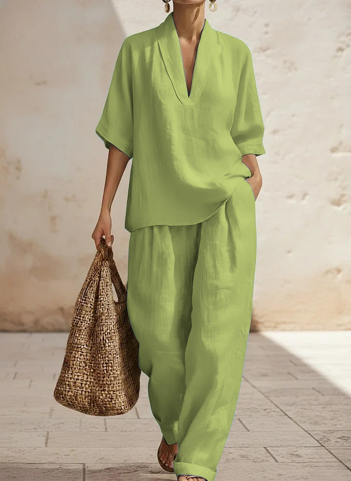 🎁New Arrivals🔥Women's Casual Cozy Minimalist Linen Two-piece Set