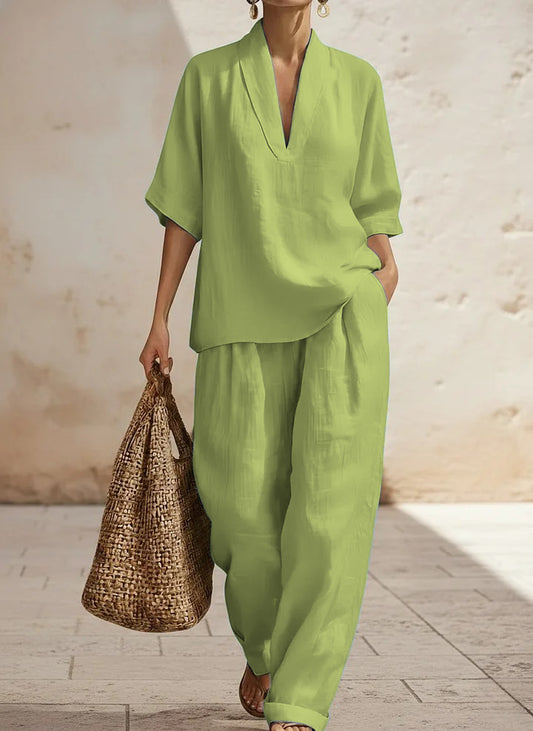 🎁New Arrivals🔥Women's Casual Cozy Minimalist Linen Two-piece Set