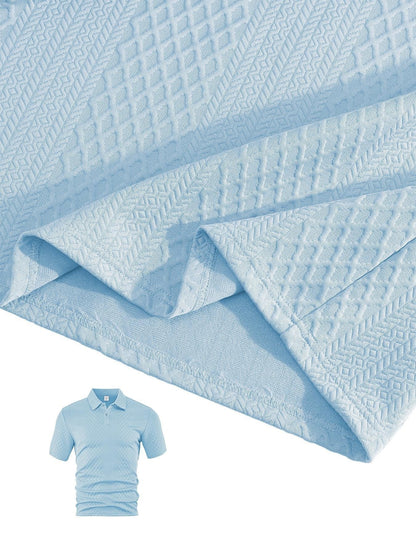 🎁Men's Solid Polo Shirt & Drawstring Waist Shorts Set, Cozy Breathable Two-piece Outfits