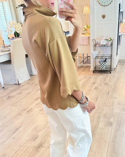 Scallop Edge Detail Solid Top – Effortlessly Chic & Feminine