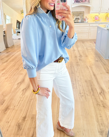 🎁New Arrivals🔥Women's  Leaf-edge patchwork top
