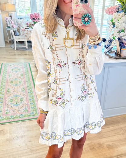 Vintage Button-Up Ruffle Hem Dress