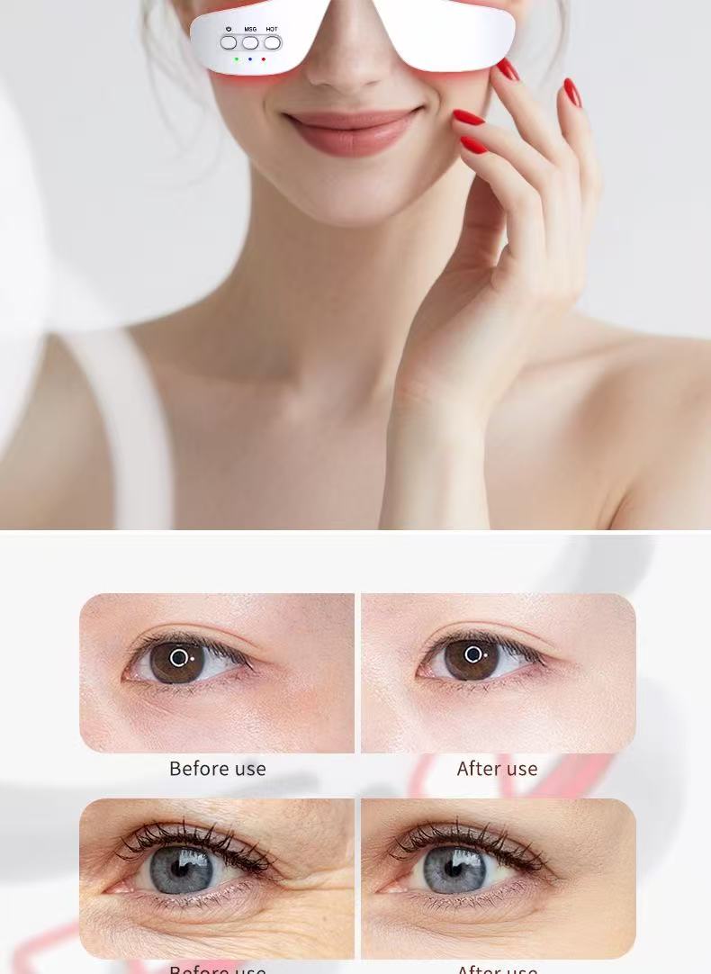 Portable Eye Massager | Red Light Therapy & Heat Compress | Dark Circles & Puffiness Relief