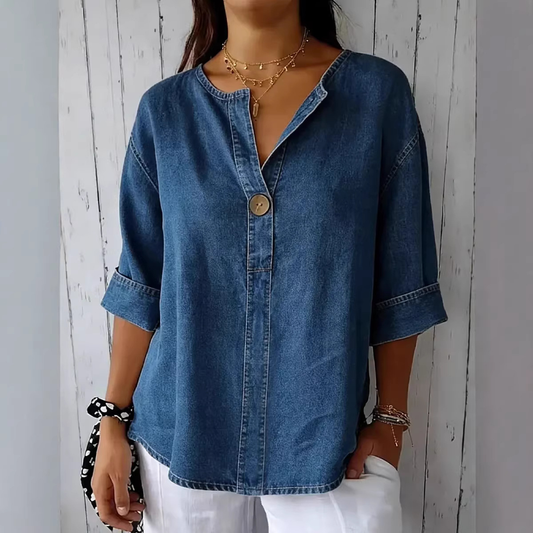 🎁New Arrivals🔥Women's Casual Denim Cotton Button-Up Shirt