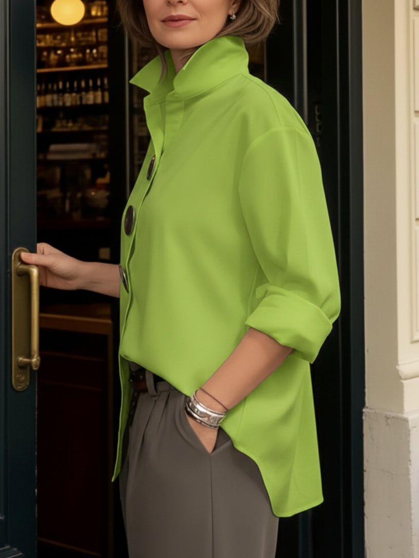 🎁New Arrivals🔥Elegant Stand-collar Metal Buttons Cotton Linen Blouse