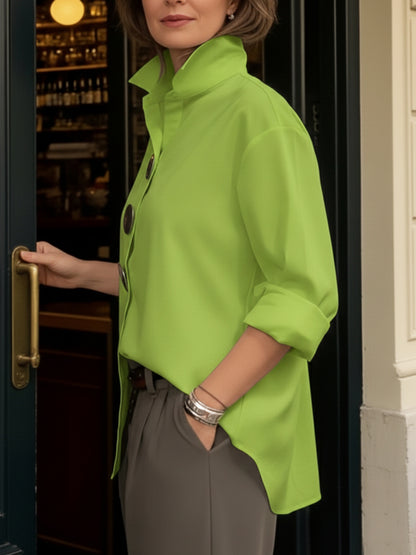 🎁New Arrivals🔥Elegant Stand-collar Metal Buttons Cotton Linen Blouse