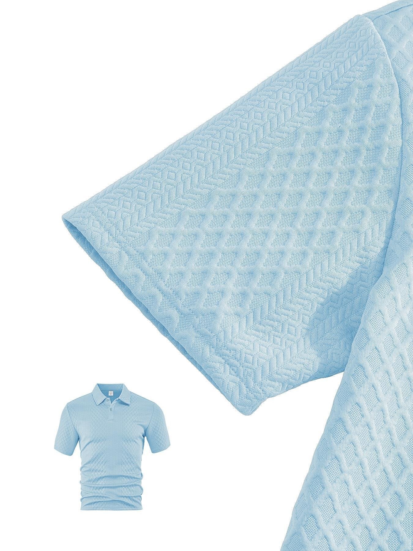 🎁Men's Solid Polo Shirt & Drawstring Waist Shorts Set, Cozy Breathable Two-piece Outfits