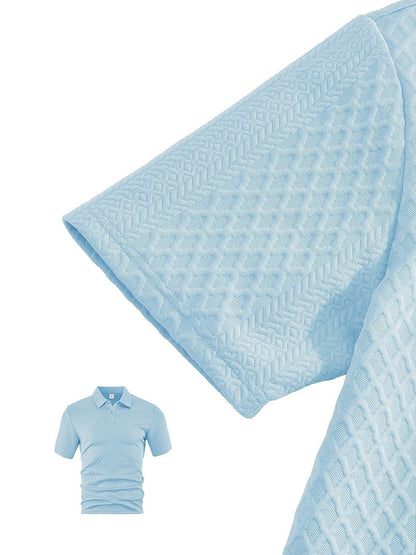 🎁Men's Solid Polo Shirt & Drawstring Waist Shorts Set, Cozy Breathable Two-piece Outfits