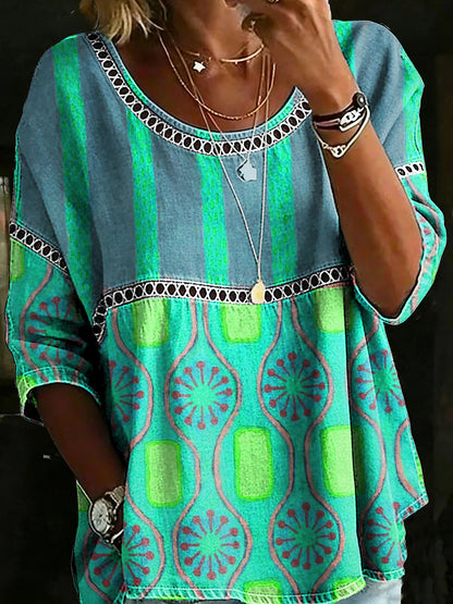 🎁New Arrivals🔥Women's Vintage Abstrct Casual Loose Blouse Shirt