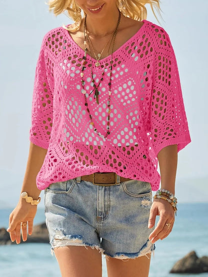 🎁New Arrivals🔥 Handmade Crochet V‐Neck Boho Top | Apricot Summer Essential