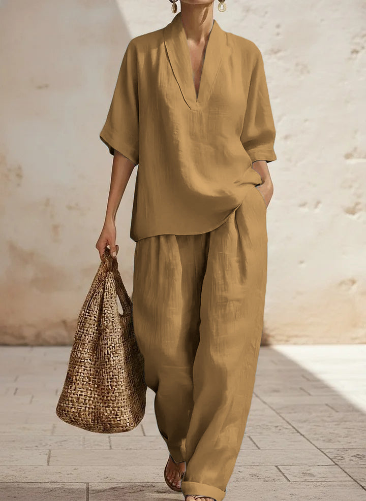 🎁New Arrivals🔥Women's Casual Cozy Minimalist Linen Two-piece Set