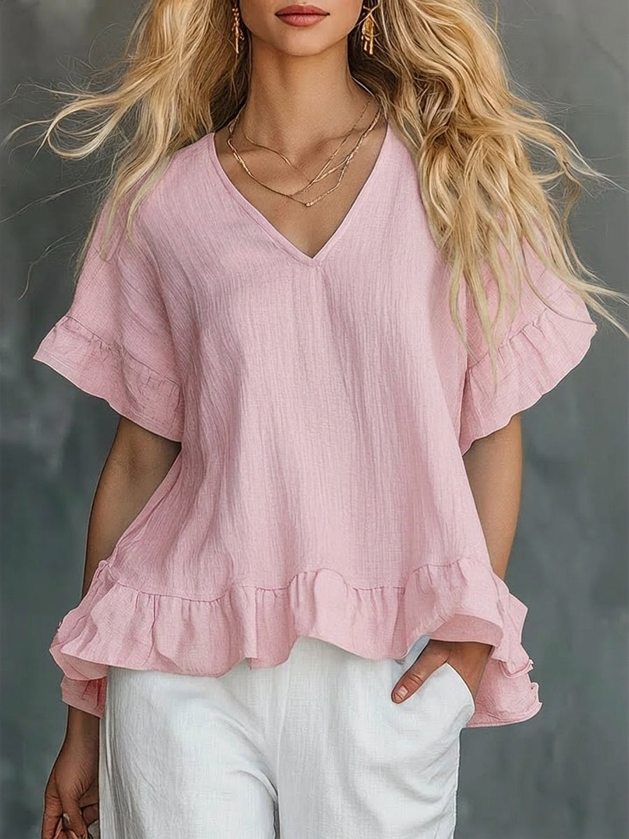 🎁New Arrivals🔥 Women's Cozy Ruffled Cotton Shirt Top