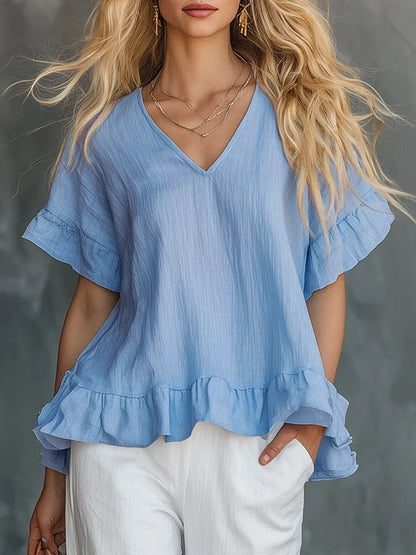 🎁New Arrivals🔥 Women's Cozy Ruffled Cotton Shirt Top