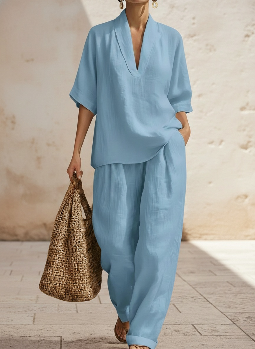🎁New Arrivals🔥Women's Casual Cozy Minimalist Linen Two-piece Set