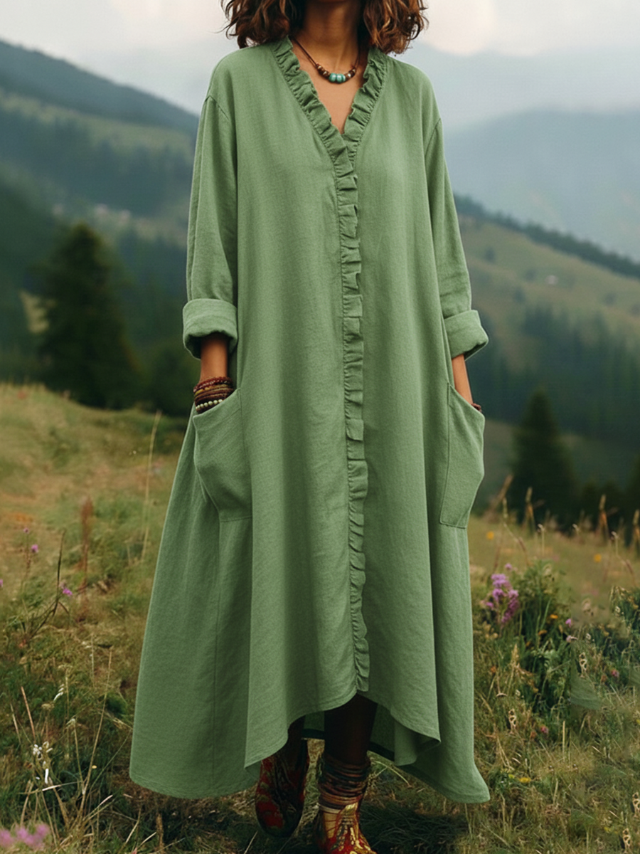 🎁New Arrivals🔥Vintage Lace V-neck Irregular Hem Dress