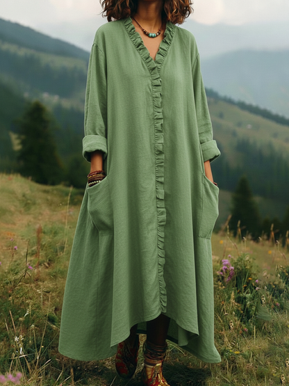 🎁New Arrivals🔥Vintage Lace V-neck Irregular Hem Dress