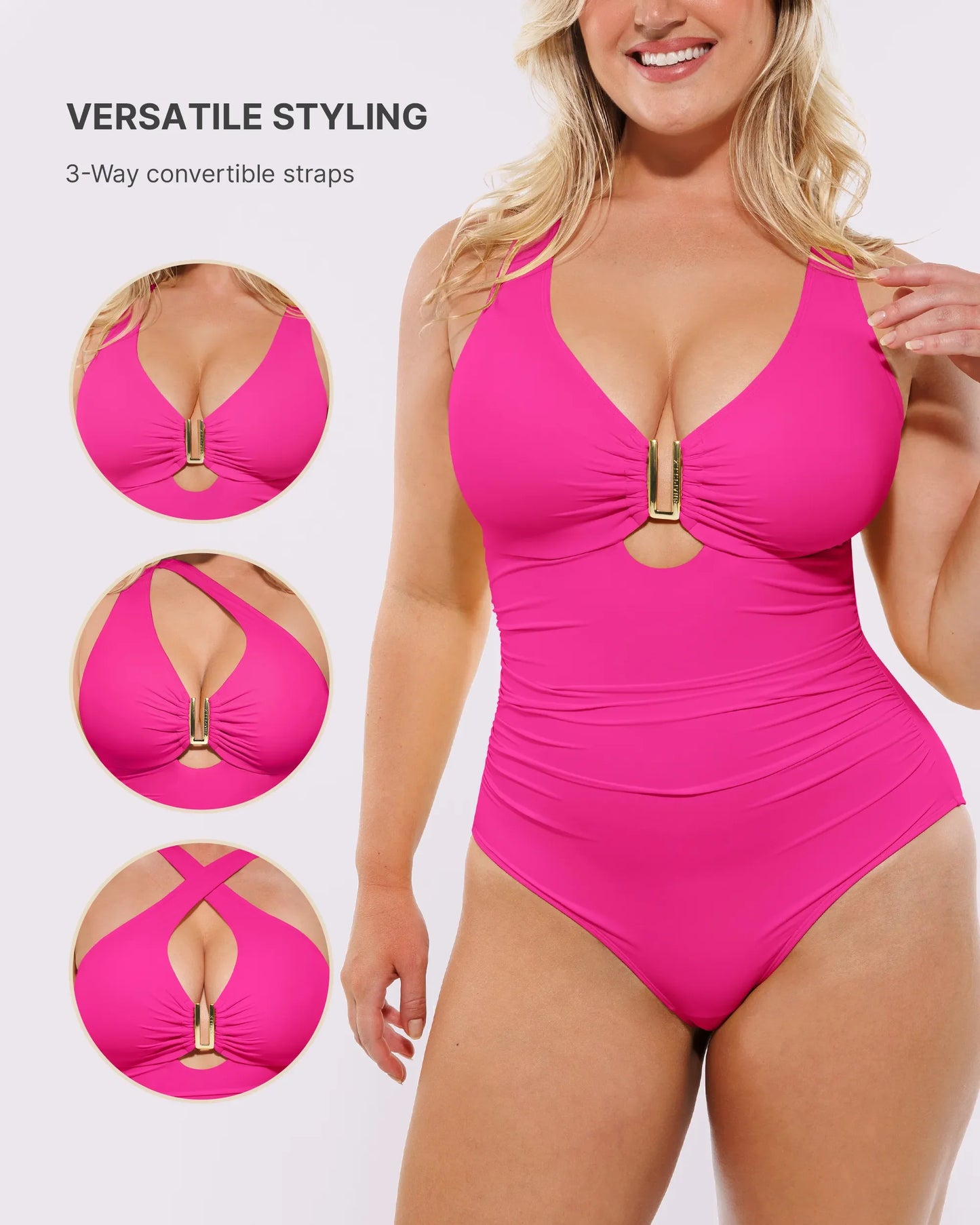 👙Smart Sculpt™ Ruched U-Wire Cut Out Shaping Swimsuit