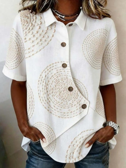 🎁New Arrivals🔥Asymmetric Cotton-Linen Button Blouse
