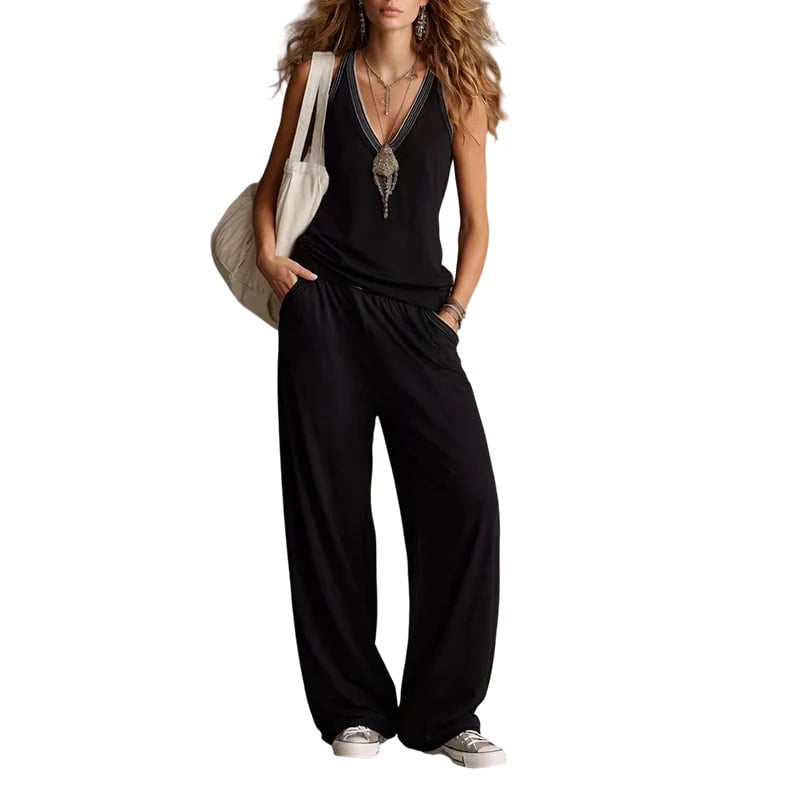 🎁New Arrivals🔥Women's V-Neck Sleeveless Top & Wide-Leg Pants Set