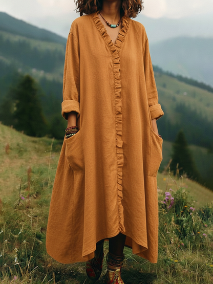 🎁New Arrivals🔥Vintage Lace V-neck Irregular Hem Dress