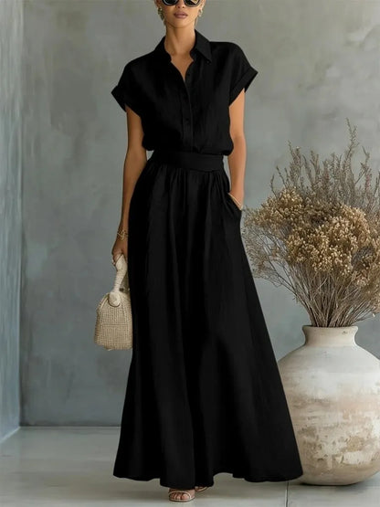 🎁New Arrivals🔥Collared Button-Down Top And Loose-Fitting Casual Pants Suit