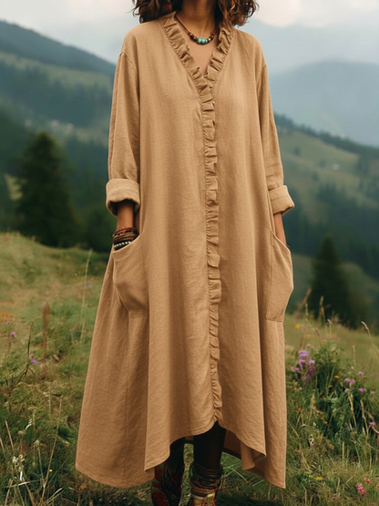 🎁New Arrivals🔥Vintage Lace V-neck Irregular Hem Dress