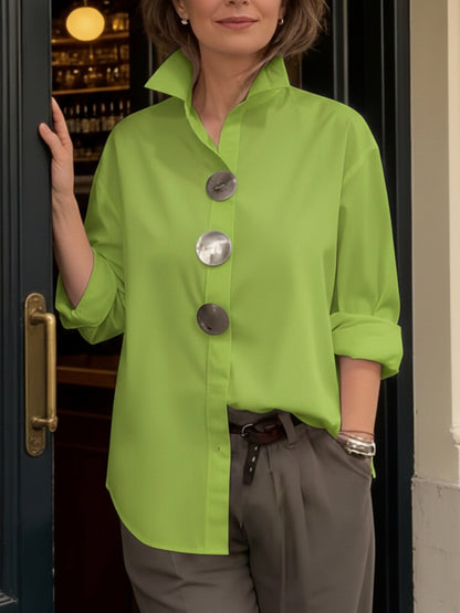 🎁New Arrivals🔥Elegant Stand-collar Metal Buttons Cotton Linen Blouse