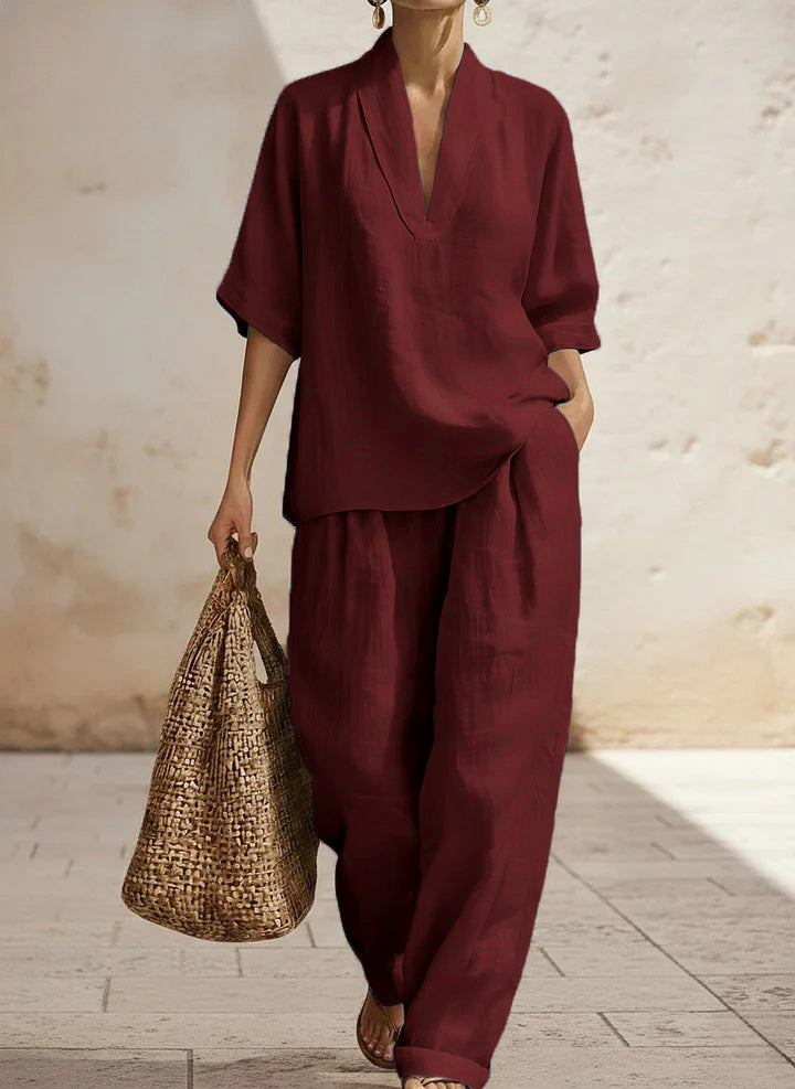 🎁New Arrivals🔥Women's Casual Cozy Minimalist Linen Two-piece Set