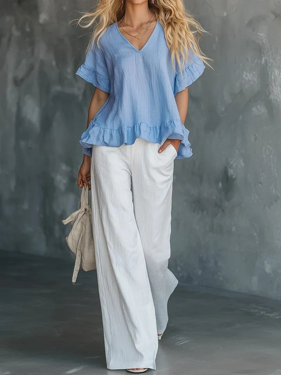 🎁New Arrivals🔥 Women's Cozy Ruffled Cotton Shirt Top