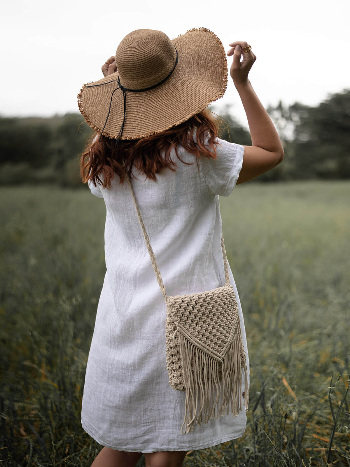 Short-sleeved Round Neck Linen Dress