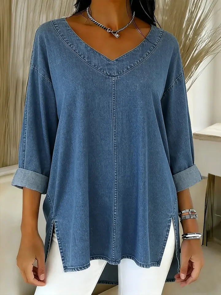 🎁New Arrivals🔥  Women's Casual Washed Denim Cotton Top