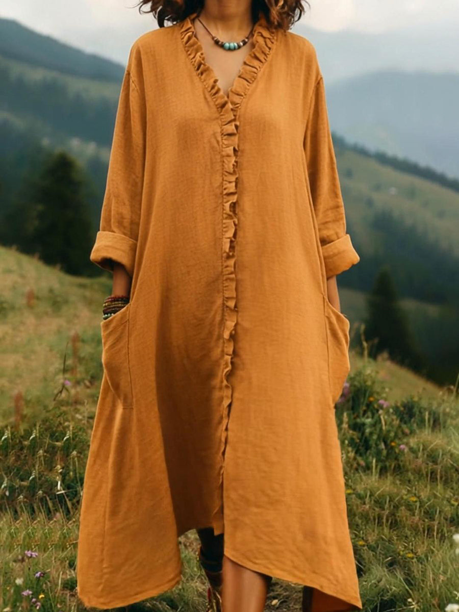🎁New Arrivals🔥Vintage Lace V-neck Irregular Hem Dress