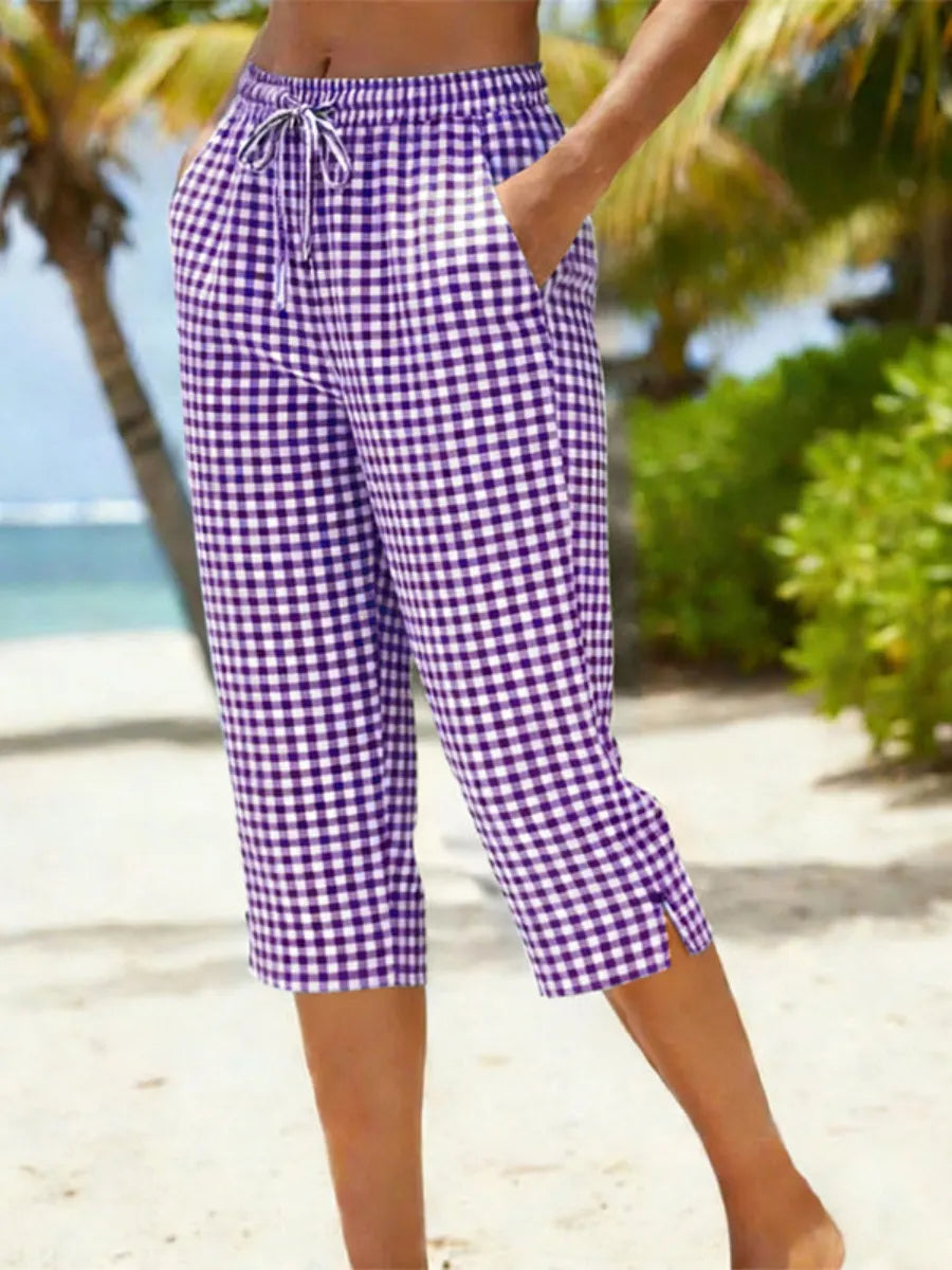 🎁New Arrivals🔥Women'S Summer Plaid Capri Pants