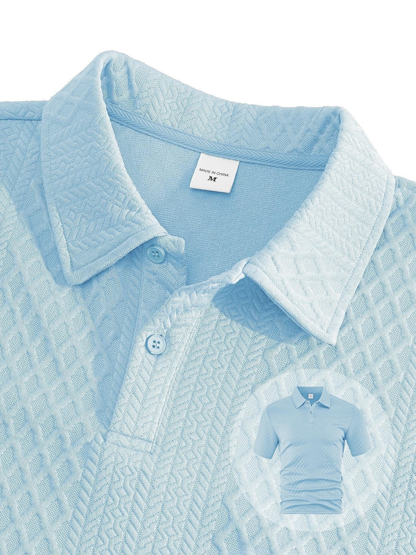 🎁Men's Solid Polo Shirt & Drawstring Waist Shorts Set, Cozy Breathable Two-piece Outfits
