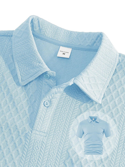 🎁Men's Solid Polo Shirt & Drawstring Waist Shorts Set, Cozy Breathable Two-piece Outfits