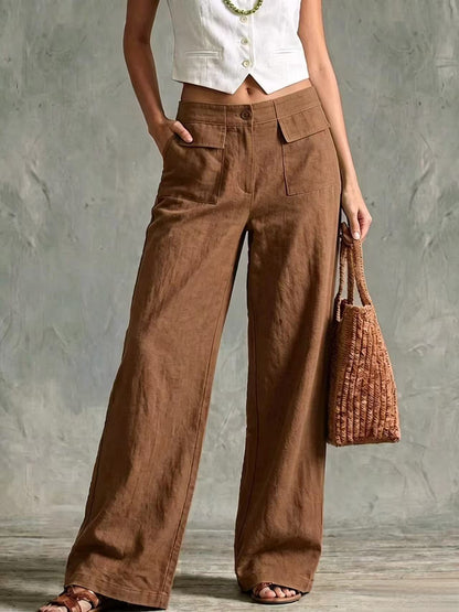 Women's High-Waisted Wide-Leg Pants | Soft Cotton-Linen | Casual Loose Fit | 6 Colors S-3XL