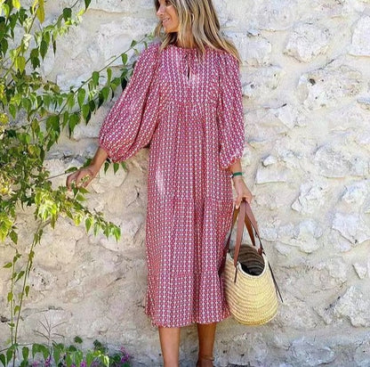 🎁New Arrivals🔥 Puffy Sleeve Floral Pattern Elegant Boho Dress