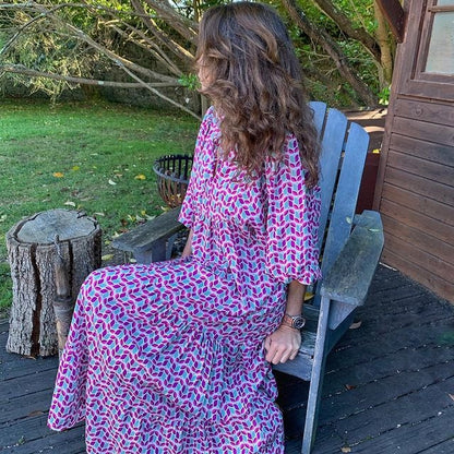🎁New Arrivals🔥 Puffy Sleeve Floral Pattern Elegant Boho Dress