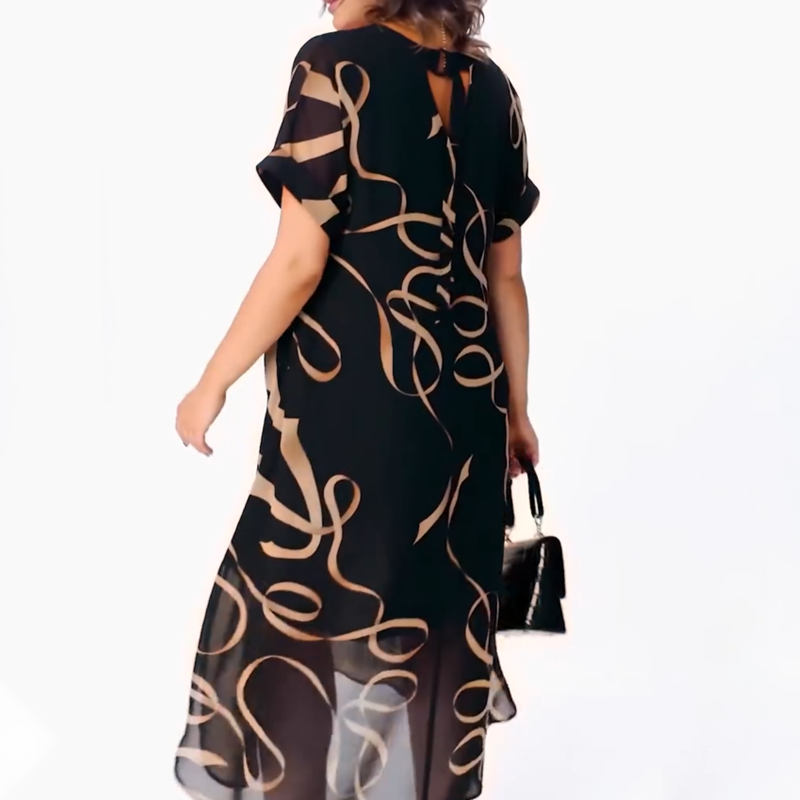 👗Elegante Vloeiende V-Hals Midi-Jurk