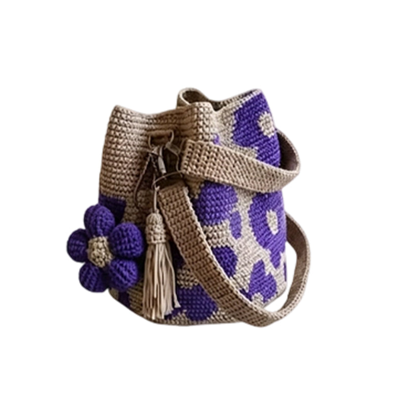 🌼Handmade Gehaakte Dames Bucketbag met Bloemenmotief