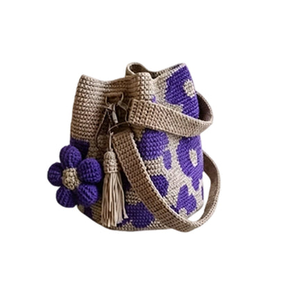 🌼Handmade Gehaakte Dames Bucketbag met Bloemenmotief