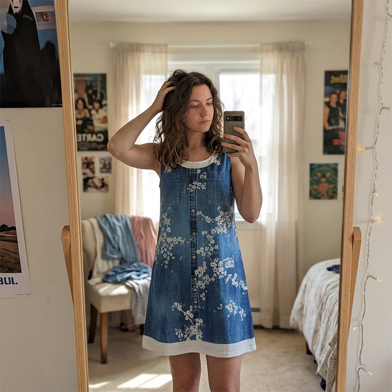 ⏳Time-Limited Special⏰Women's Faux Two-Piece Denim Print Dress